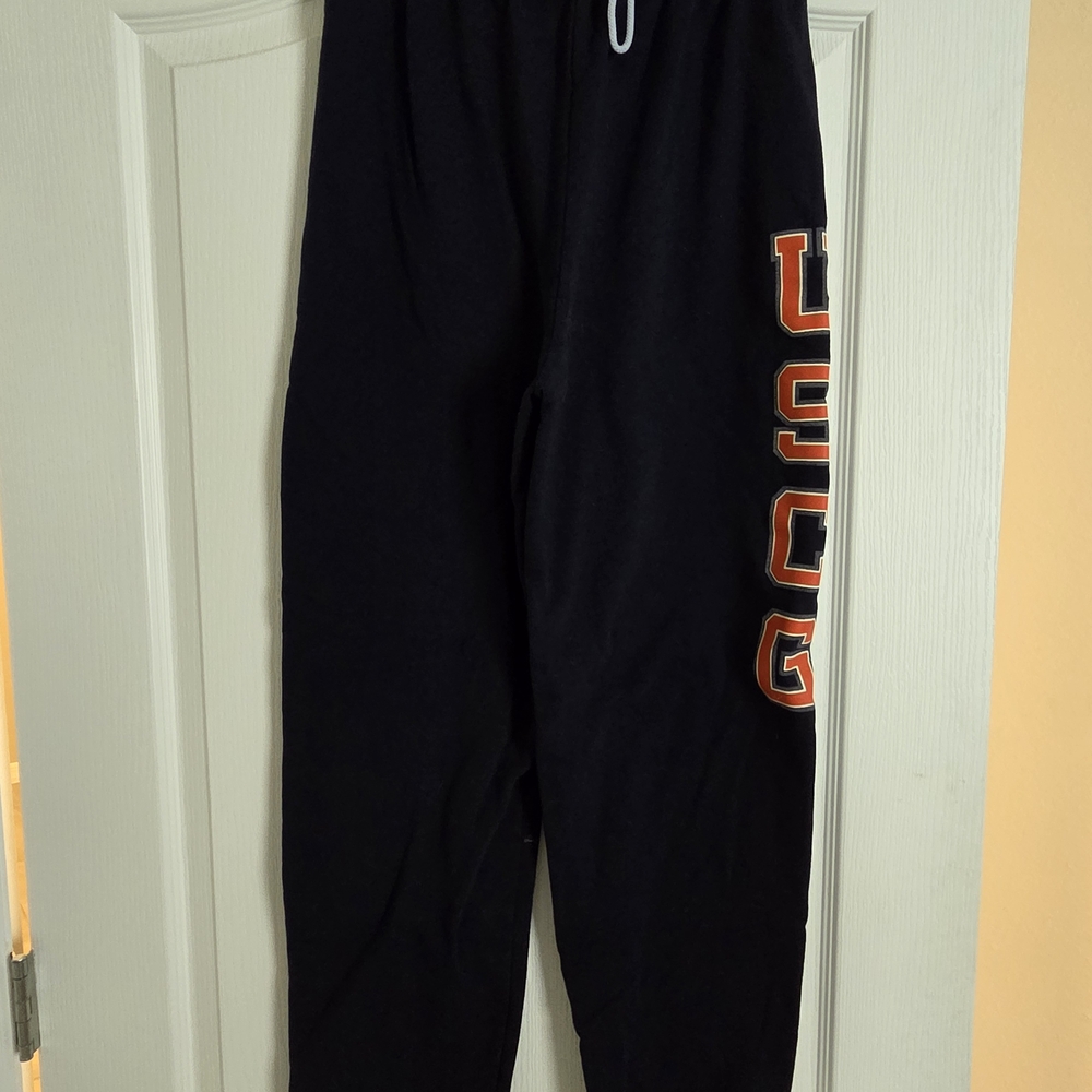 Black Sweatpants with Orange Lettering